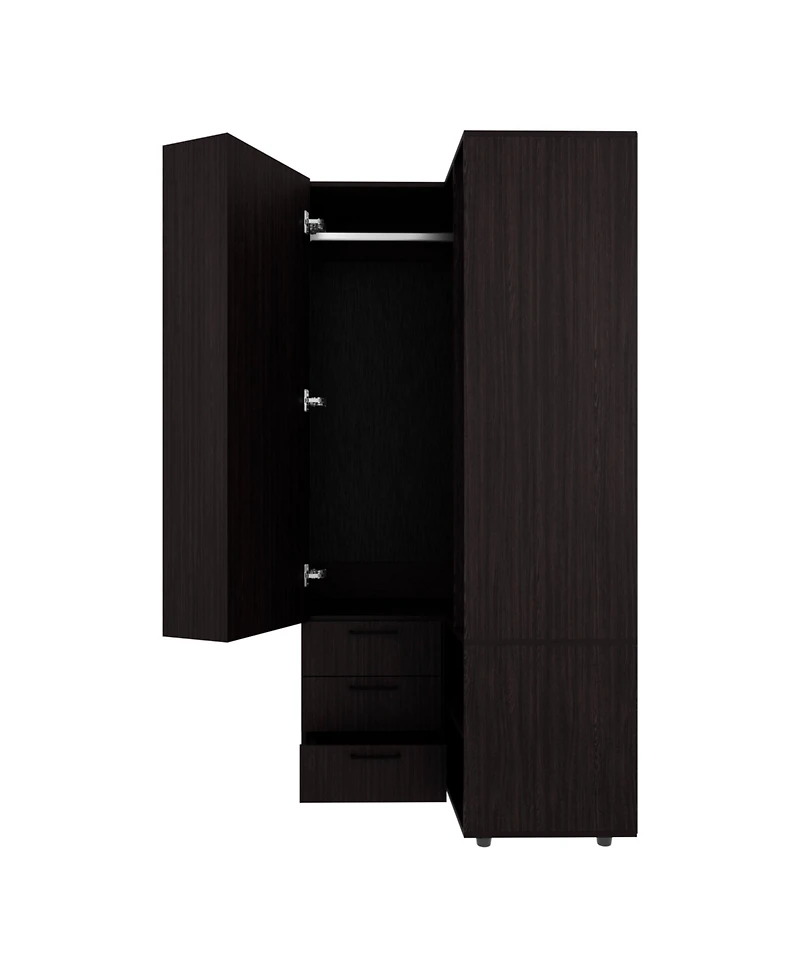 Granger Armoire, 1 Door, 3 Drawers, 7 Shelves, 10 Legs, White