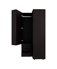 Granger Armoire, 1 Door, 3 Drawers, 7 Shelves, 10 Legs, White