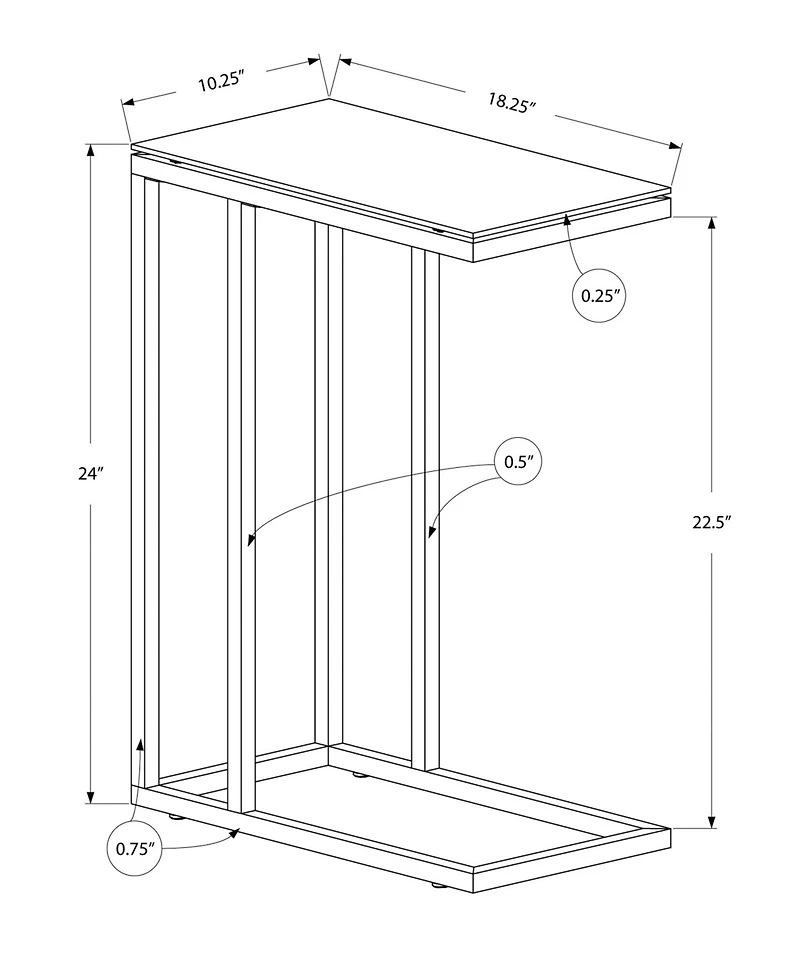 Tempered Glass Accent Table with Sturdy Metal Base