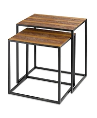 Contemporary Resin End Table – Versatile and Functional Design-Set of Two