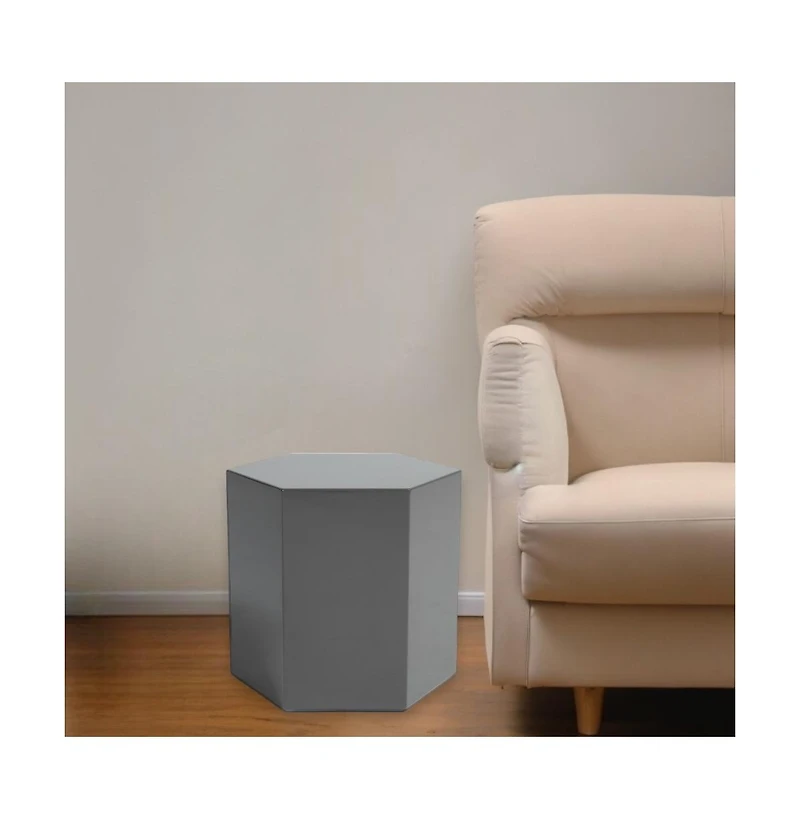 Modern High Gloss Hexagonal End Table for Living Room or Bedroom