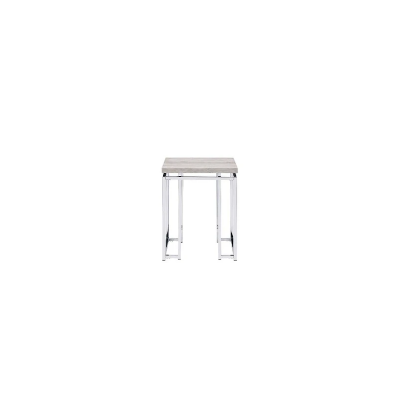 Modern Square End Table – Metal Base with Wood Finish