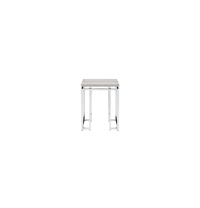 Modern Square End Table – Metal Base with Wood Finish