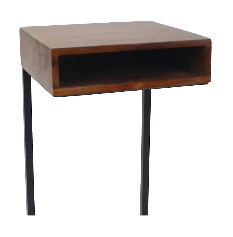 Solid Wood Square End Table – Minimalist Side Table with Sturdy Build for Home Spaces