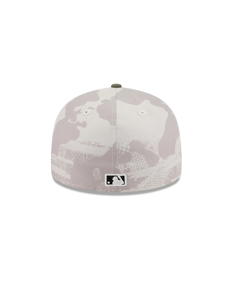 New Era Men's Light Beige/Olive Athletics 2025 Armed Forces Day Low Profile 59FIFTY Fitted Hat