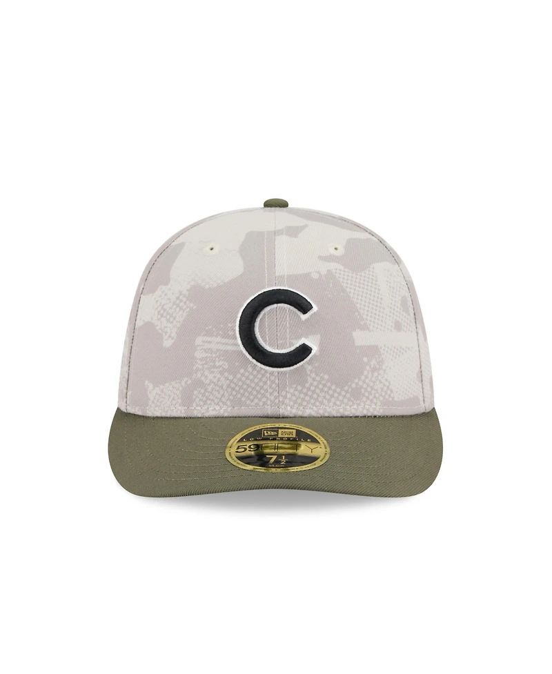 New Era Men's Light Beige/Olive Chicago Cubs 2025 Armed Forces Day Low Profile 59FIFTY Fitted Hat