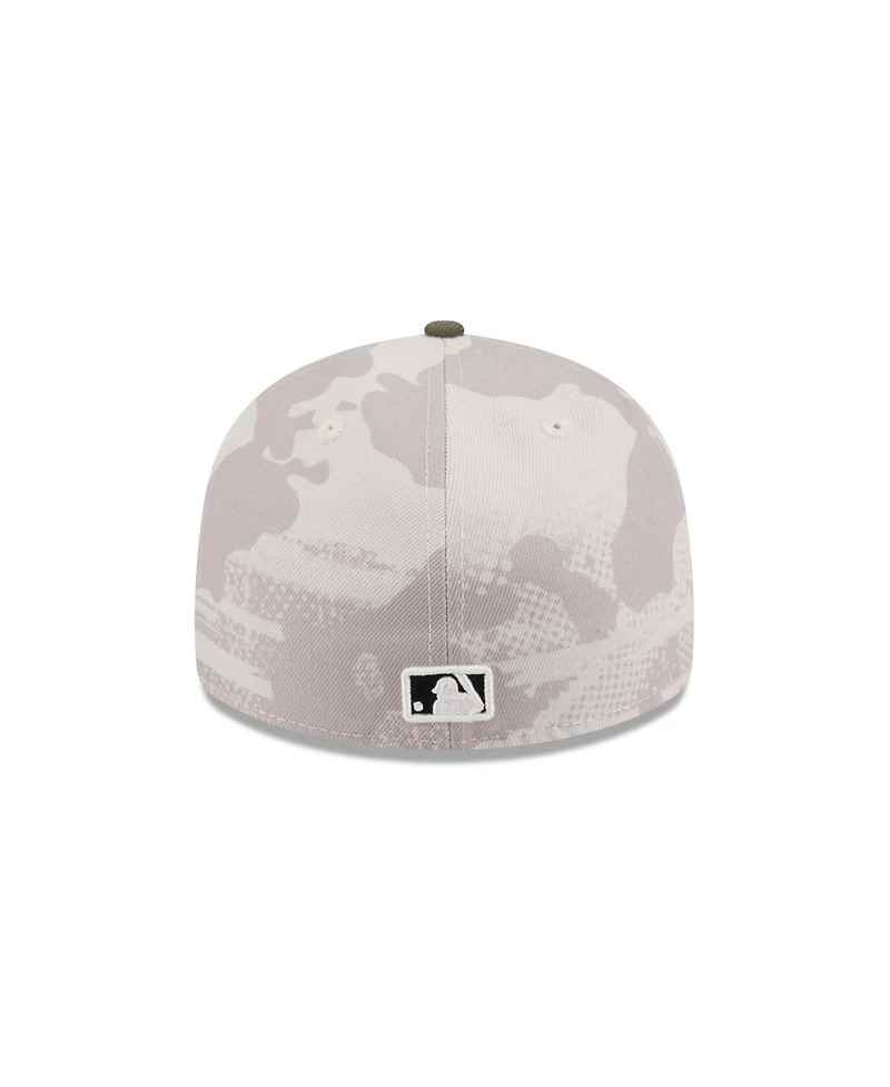 New Era Men's Light Beige/Olive Atlanta Braves 2025 Armed Forces Day Low Profile 59FIFTY Fitted Hat