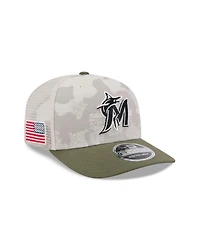 New Era Men's Light Beige/Olive Miami Marlins 2025 Armed Forces Day 9SEVENTY Adjustable Hat