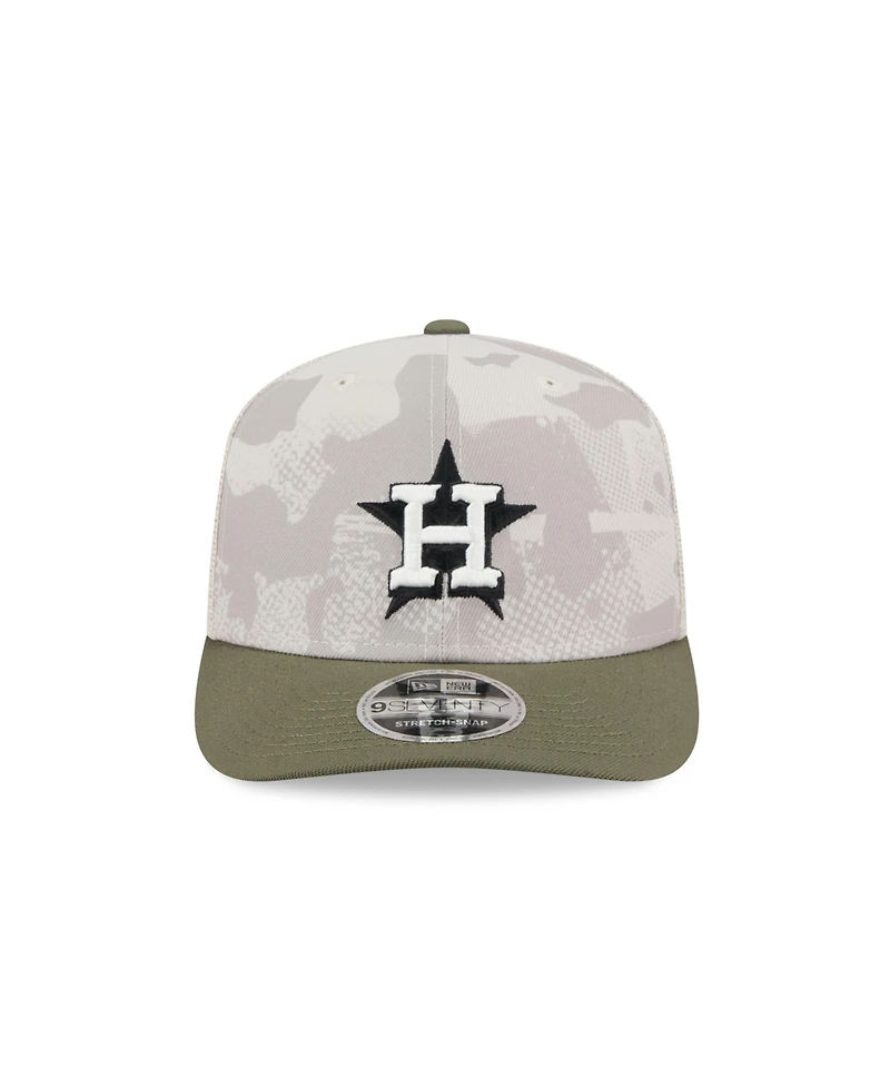 New Era Men's Light Beige/Olive Houston Astros 2025 Armed Forces Day 9SEVENTY Adjustable Hat