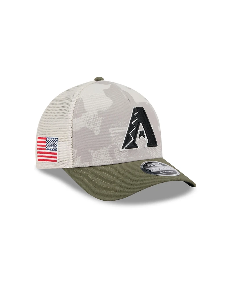 New Era Men's Light Beige/Olive Arizona Diamondbacks 2025 Armed Forces Day 9FORTY M-Crown A-Frame Adjustable Hat