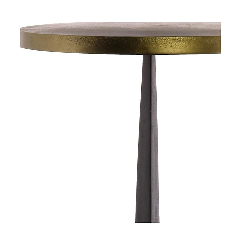 Distressed Iron Round End Table for Rustic Living Room or Bedroom Decor