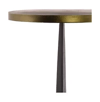 Distressed Iron Round End Table for Rustic Living Room or Bedroom Decor