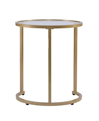 Set of Two Glass and Steel Round Nested Tables for Living Room or Bedroom