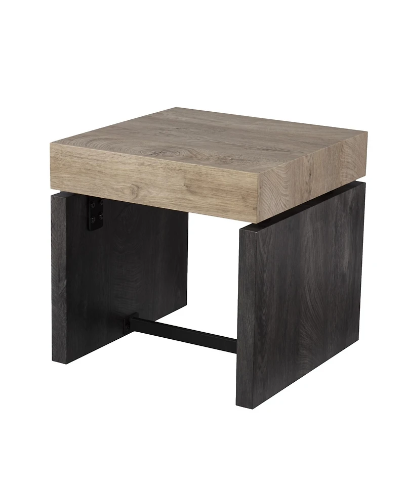 Square Wood and Iron End Table for Modern Living Room or Office
