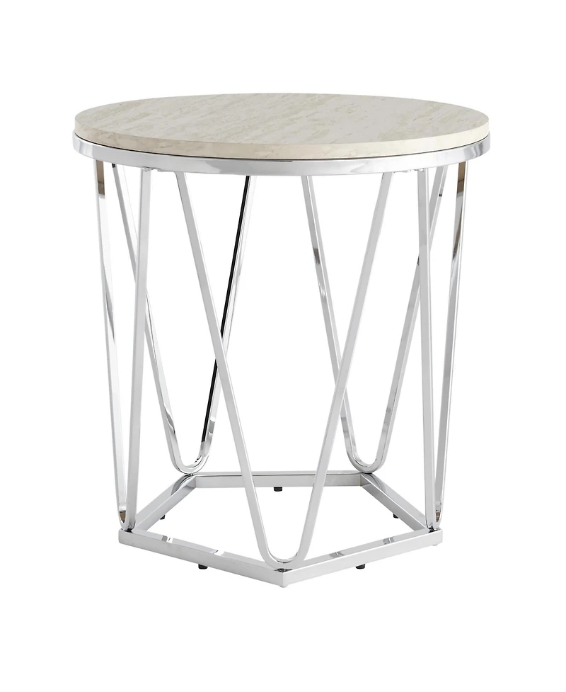 Industrial Wood and Iron Round End Table for Side or Accent Table