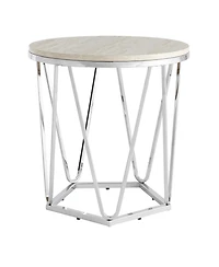 Industrial Wood and Iron Round End Table for Side or Accent Table