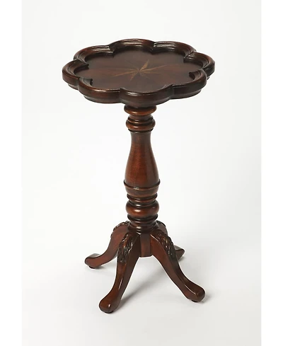 Wood End Table with Floral Top for Living Room or Bedroom