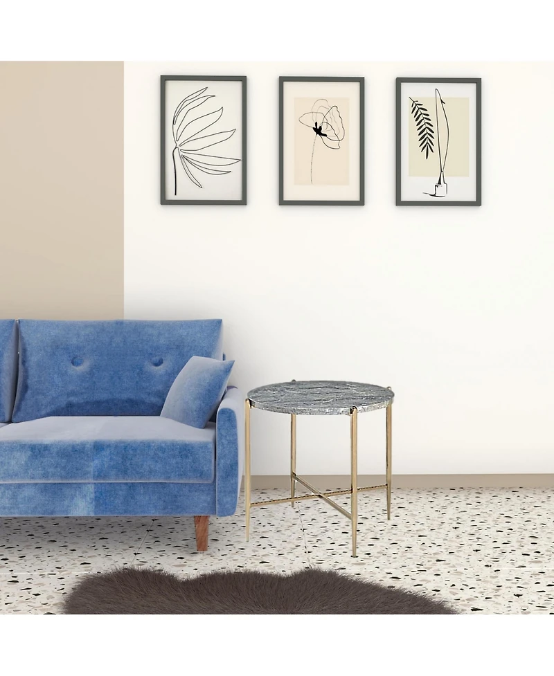 Industrial Round End Table with Manufactured Wood and Metal Frame