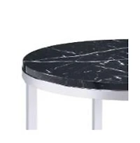 Contemporary Faux Marble and Metal Round End Table with Storage Shelf
