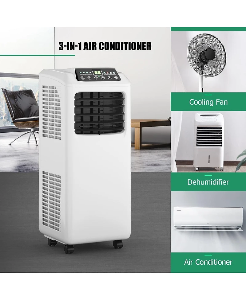 9000 Btu Portable Air Conditioner with Built-in Dehumidifier and Remote Control