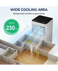 8000 Btu Portable Air Conditioner, 3-in-1 Ac Unit with Dehumidifier, Fan, and 24H Timer, Cools Rooms up to 230 Sq.Ft, Sleep Mode, Adjustable Exhaust