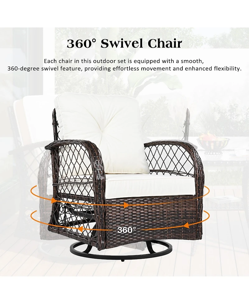 Mondawe 3-piece Outdoor Chair&Table Set Chat 2-person Rattan Seating Group