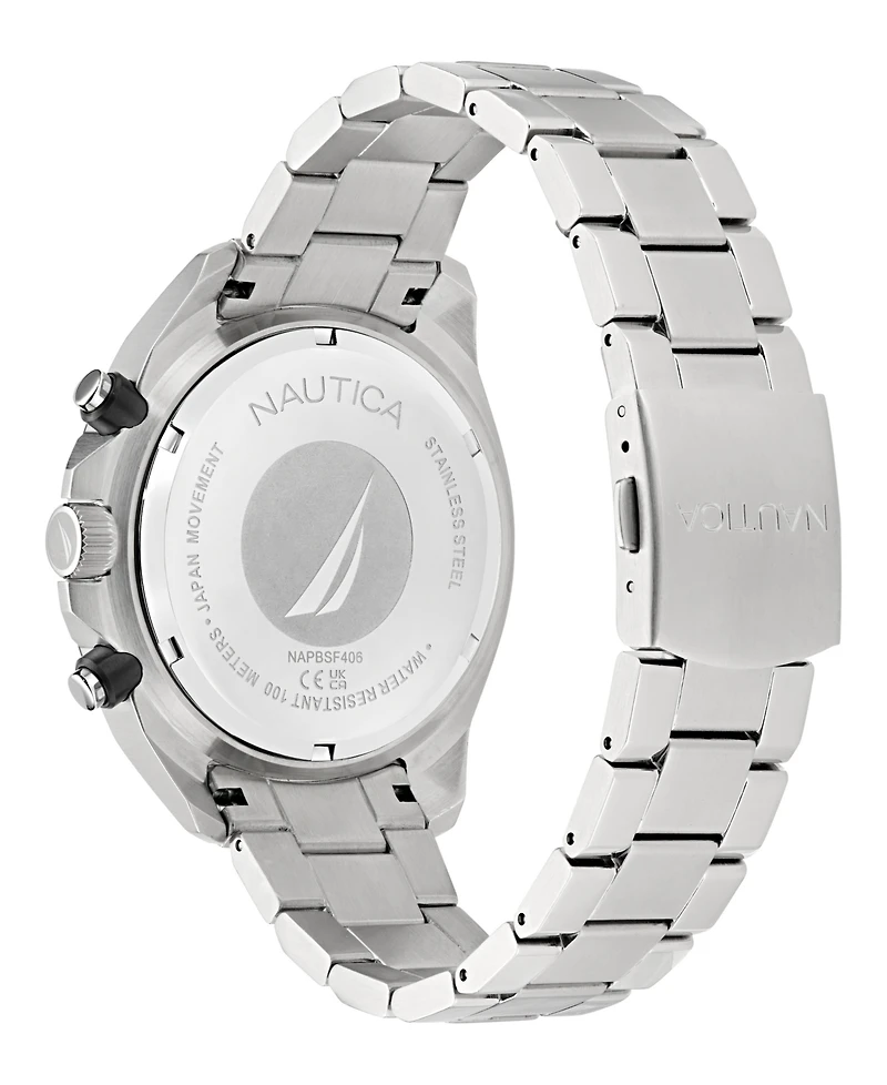 Nautica Men's Chronograph Silver-Tone Stainless Steel Watch