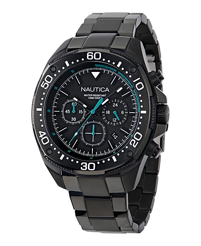 Nautica Men's Chronograph Black Stainless-Steel Watch, 46mm