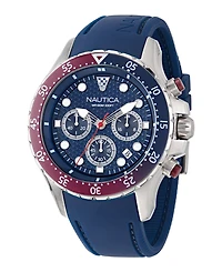 Nautica Men's Chronograph Silver-Tone Stainless Steel Watch Set, 44mm