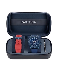 Nautica Men's Analog Blue Silicone Watch Set