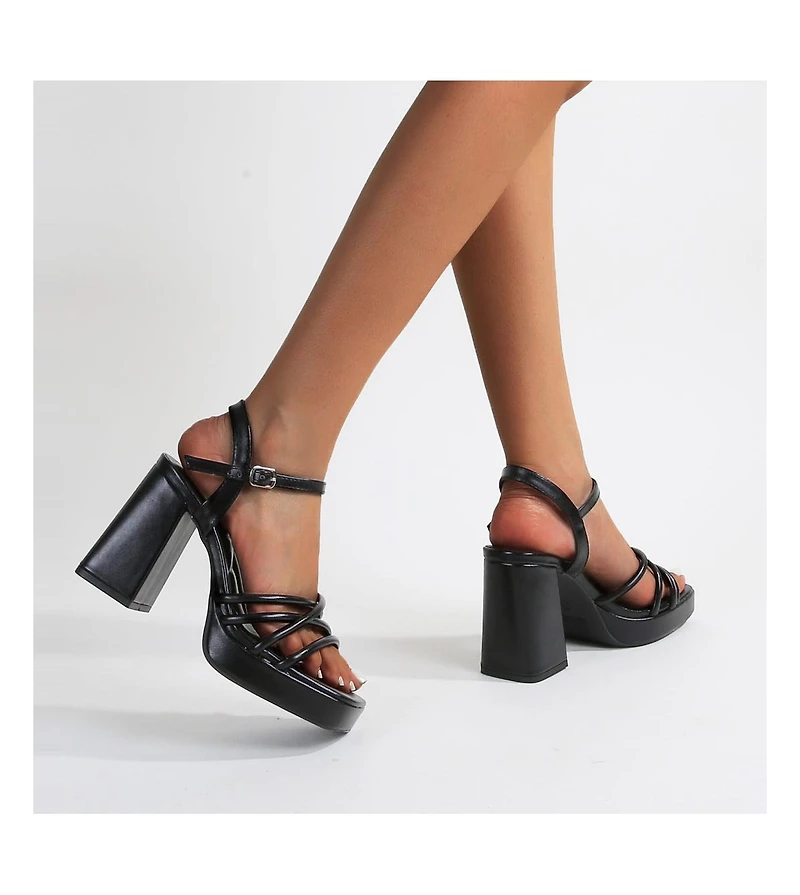 Cinthia Tubular Strap Platform Block Heel Sandals