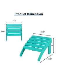 Aoodor Outdoor Adirondack Ottoman, Hdpe Chair Patio Weather Resistant for Patio, Porch, Backyard, Garden, Lawn, Deck