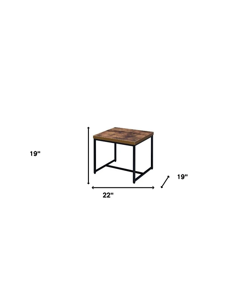 Industrial End Table with Metal Frame and Manufactured Wood Top