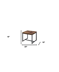 Industrial End Table with Metal Frame and Manufactured Wood Top