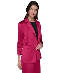 Karl Lagerfeld Paris Women's Satin Scrunched-Sleeve Jacket