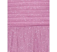 B Darlin Juniors' Strapless Side-Shirred Tiered Glitter Mini Dress