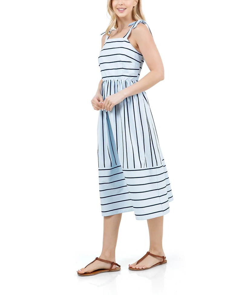 Fever Women's Sleeveless Bow Tie Straps Midi Dress