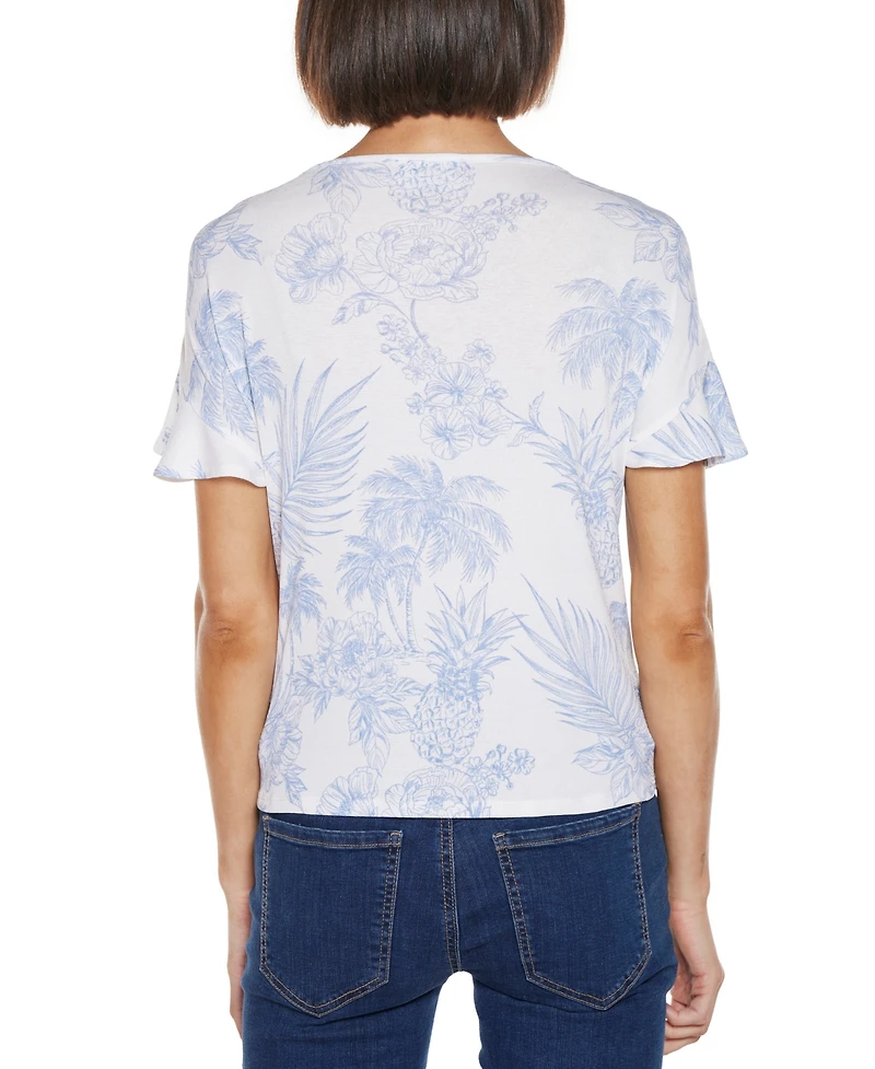 Belldini Women's Pineapple Print Knit Top