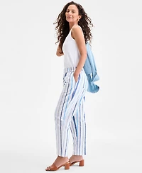Style & Co Women's Cotton Striped Pull-On Tapered Pants, Exclusively at Macy's