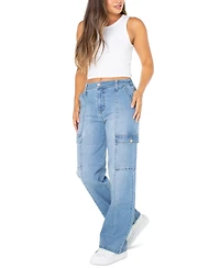 Celebrity Pink Juniors' High Rise Wide Leg Cargo Jeans