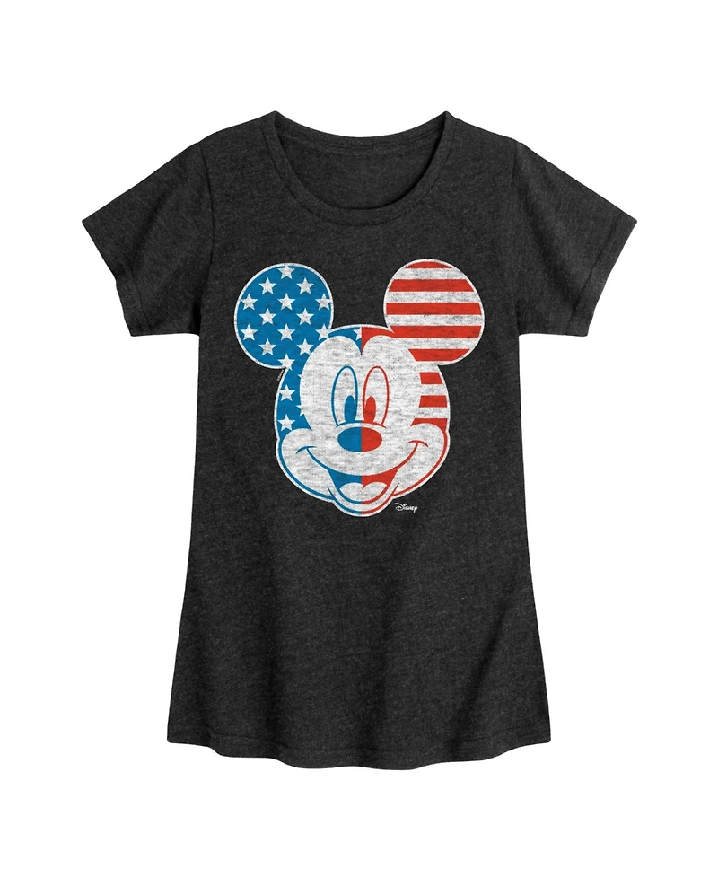 Hybrid Apparel Big Girls Disney Mickey Mouse Americana Flag Graphic T-Shirt