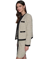 Karl Lagerfeld Paris Women's Tweed Open-Front Framed Jacket