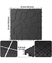 Streamdale Diy 12" Patio Deck Tiles, Interlocking, Easy Install, 44pcs Dark Gray