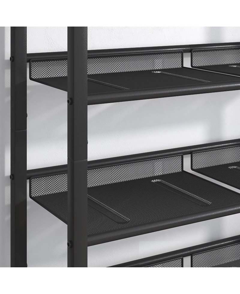 Mdf Industrial Shoe Rack, Adjustable Rustic Style 5-Tier Shoe Rack Storage Rack With 4 Grid Shelves