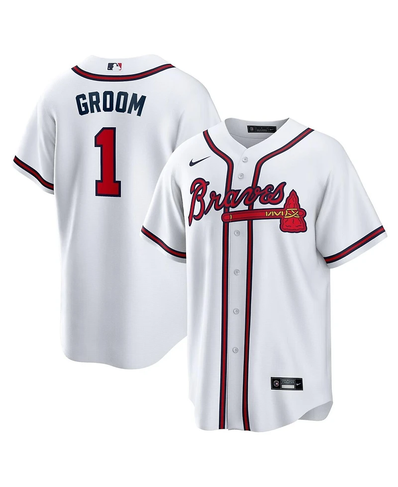 Nike Men's White Atlanta Braves 1 Groom Home Replica Jersey