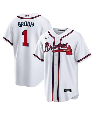 Nike Men's White Atlanta Braves 1 Groom Home Replica Jersey