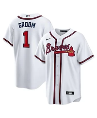 Nike Men's White Atlanta Braves 1 Groom Home Replica Jersey