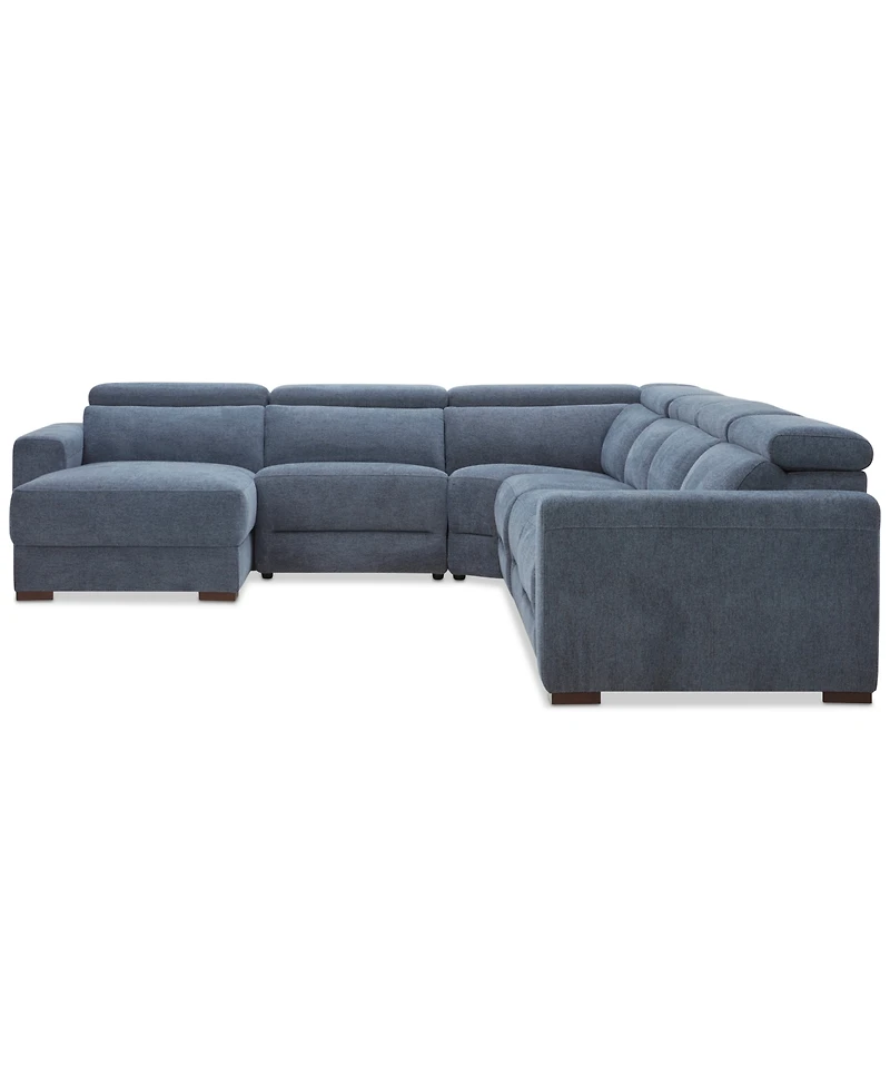 Nevio -Pc. Fabric Power Headrest Sectional with Motion Chairs