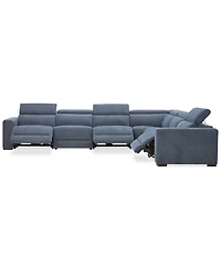 Nevio -Pc. Fabric Power Headrest Sectional with 3 Motion Chairs