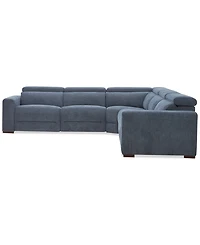 Nevio 5-Pc. Fabric Power Headrest Sectional with 3 Motion Chairs